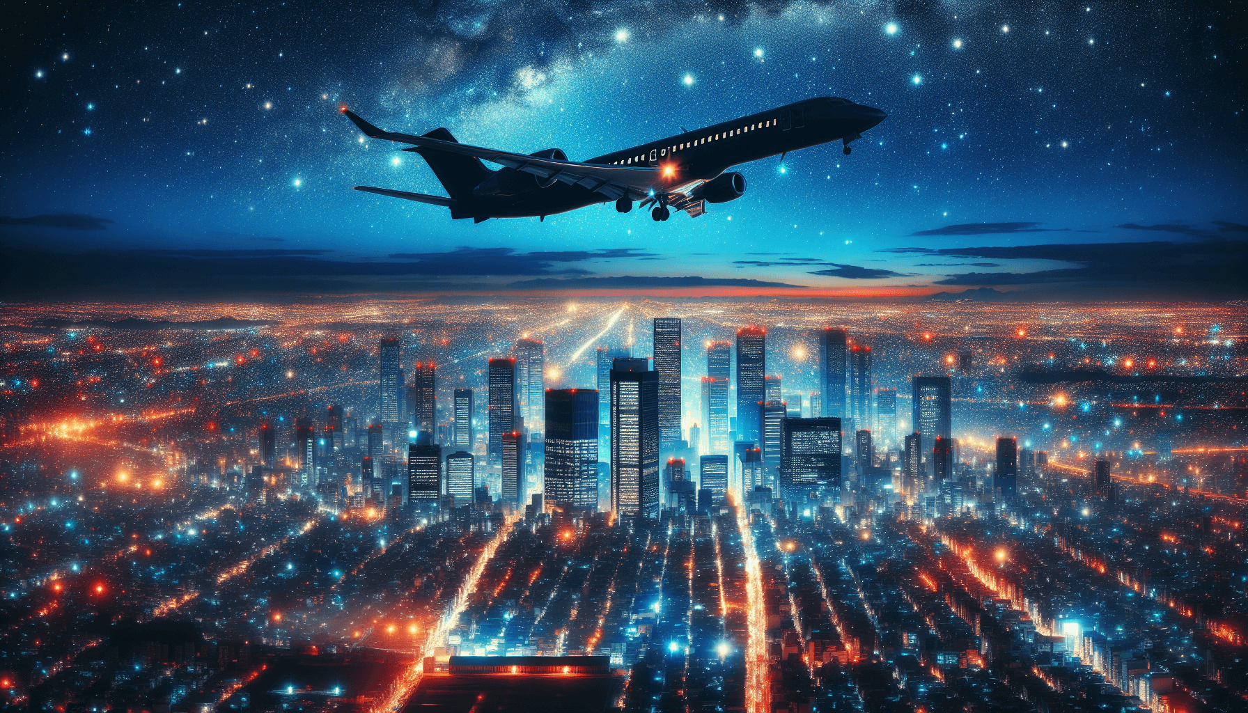 City night view from sky